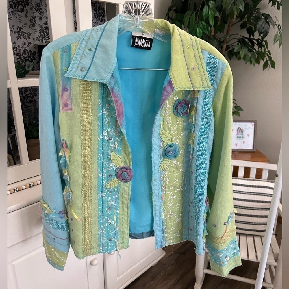Yak Magik Hippie Boho Jacket Multicolor Embroidered
Sequins Woman vintage Medium